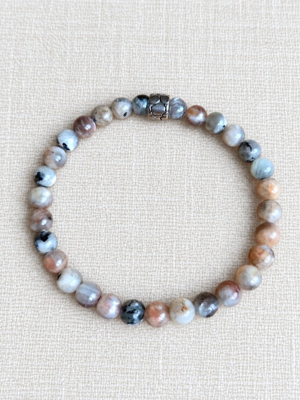Sunstone / Moonstone Beaded Stretch Bracelet | Handmade